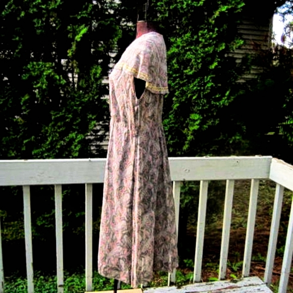 Vintage handmade rare large  summer Madmen dress - Picture 2 of 9